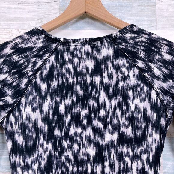 Express Side Ruched Bodycon T Shirt Dress Black White Print Casual Womens XS - Picture 5 of 7